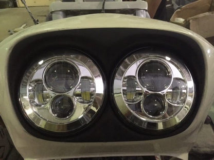 DUAL 7" DAYMAKER HID LED Replacement ROAD GLIDE Chrome Light Bulb Headlight Motorcycle Harley   Bezel