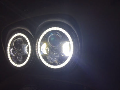 DUAL 7" DAYMAKER WHITE HALO LED Replacement ROAD GLIDE Black Light Bulb Headlight Motorcycle Harley   Beze