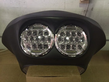 DUAL 7" DAYMAKER 75 WATT LED Replacement ROAD GLIDE Chrome Light Bulb Headlight Motorcycle Harley   Bezel