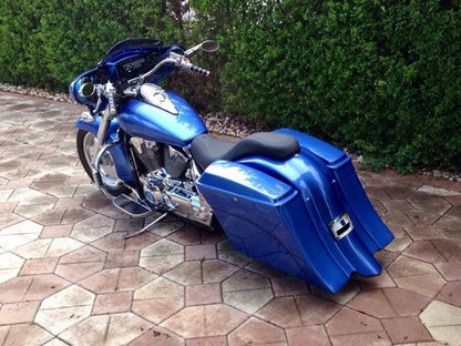 Honda VTX 1800 / 1300 6" Extended Stretched Out & Down Bags   Rear Fender   Right Side Cut Out Onlly - No lids