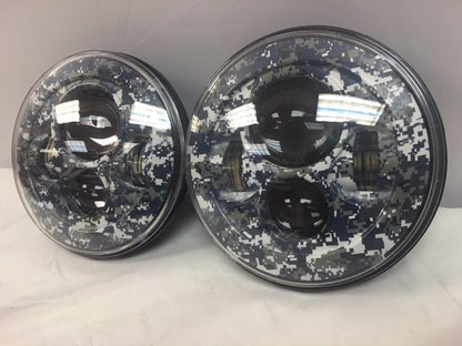 7'' BLUE CAMO DESIGN Suzuki Sierra Fits: Jeep Wrangler JK CJ TJ LED Rubicon Projector Daymaker Headlights Pair / Set