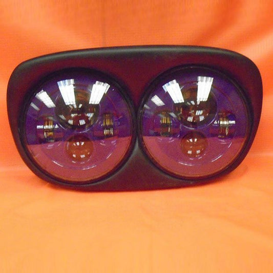 DUAL 7" PURPLE DAYMAKER LED ROAD GLIDE Light Bulb Headlight Motorcycle Harley   Bezel