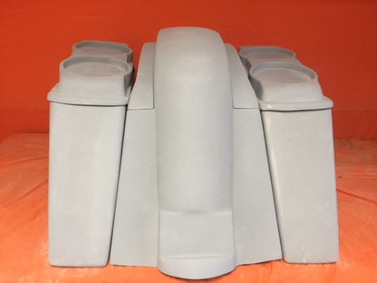 Honda VTX 1300 / 1800 6" Extended Stretched Saddlebags   Rear Fender No Cut Outs   Dual 6.5" Speaker Lids