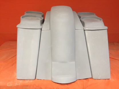 Honda VTX 1300 / 1800 4" Extended Stretched Saddlebags   Rear Fender No Cut Outs   Dual 6.5" Speaker Lids