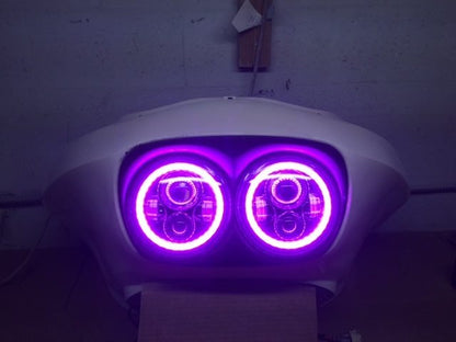 DUAL 7" DAYMAKER PINK HALO LED Replacement ROAD GLIDE Chrome Light Bulb Headlight Motorcycle Harley   Bezel