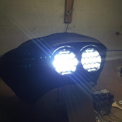 DUAL 7" DAYMAKER 75 WATT LED Replacement ROAD GLIDE Black Light Bulb Headlight Motorcycle Harley   Bezel
