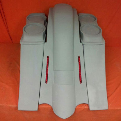 Harley Davidson 6" Heritage Softail Out & Down Extended Saddlebags, Dual 6.5" Speaker Lids   LED Fender No Cutouts
