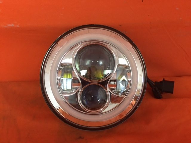 7" DAYMAKER Chrome Angel Eye GREEN HALO Projector HID LED Light Bulb Headlight Motorcycle Harley