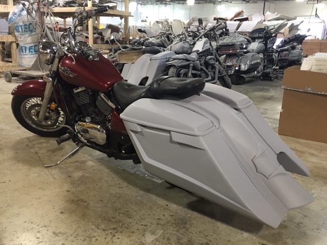 Kawasaki Vulcan & Classic 800 Series 6" Extended Stretched Saddlebags Trendsetter Right Side Cut Out
