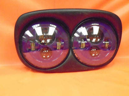 DUAL 7" PURPLE DAYMAKER LED ROAD GLIDE Light Bulb Headlight Motorcycle Harley   Bezel