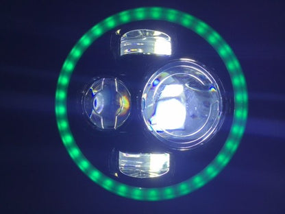 7" DAYMAKER Black Angel Eye GREEN HALO Projector HID LED Light Bulb Headlight Motorcycle Harley
