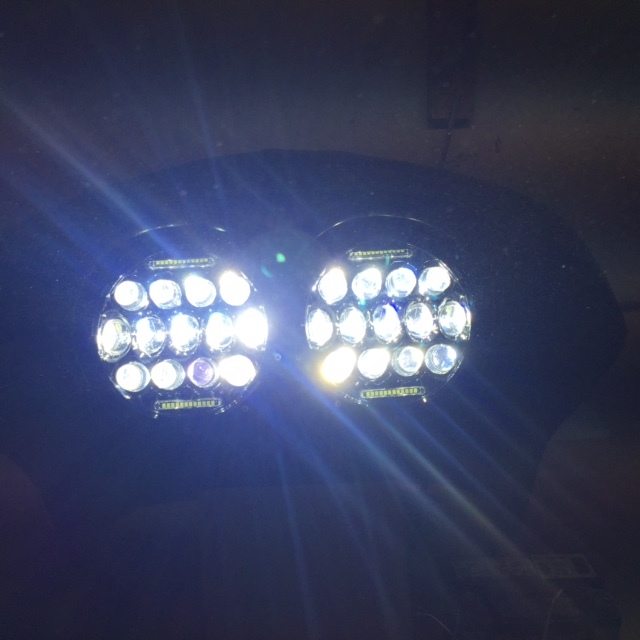 DUAL 7" DAYMAKER 75 WATT LED Replacement ROAD GLIDE Black Light Bulb Headlight Motorcycle Harley   Bezel