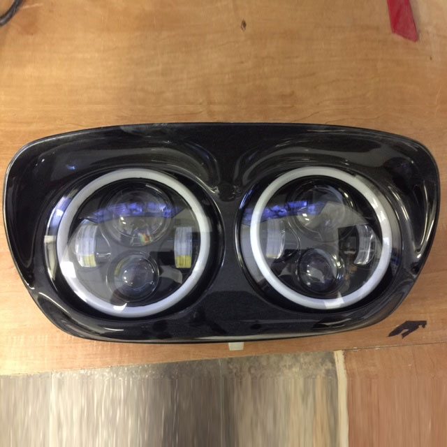 DUAL 7" DAYMAKER Replacement For ROAD GLIDE Black Projector HID LED Light Bulb Headlight Motorcycle Harley   Bezel