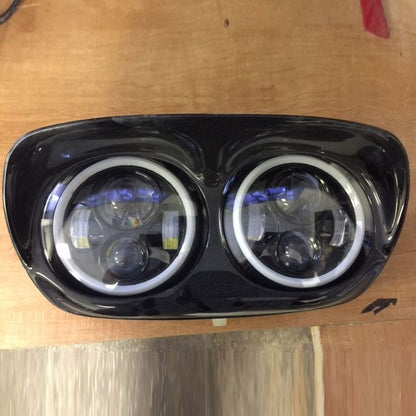 DUAL 7" DAYMAKER Replacement For ROAD GLIDE Black Projector HID LED Light Bulb Headlight Motorcycle Harley   Bezel