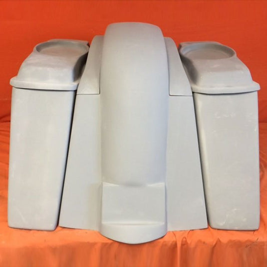 Honda VTX 1300 / 1800 4" Extended Stretched Saddlebags   Rear Fender No Cut Outs   6 X 9 Speaker Lids