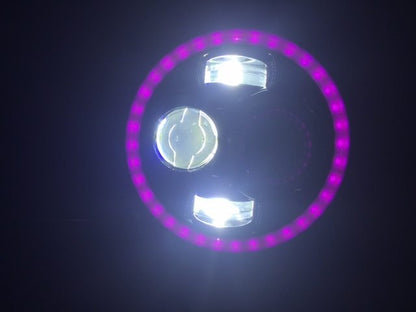 7" DAYMAKER Black Angel Eye PINK HALO Projector HID LED Light Bulb Headlight Motorcycle Harley