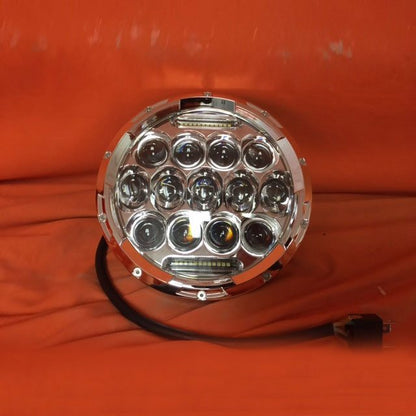 7" DAYMAKER 75W CHROME Projector HID LED Light Bulb Headlight Motorcycle Harley with ORANGE HALO