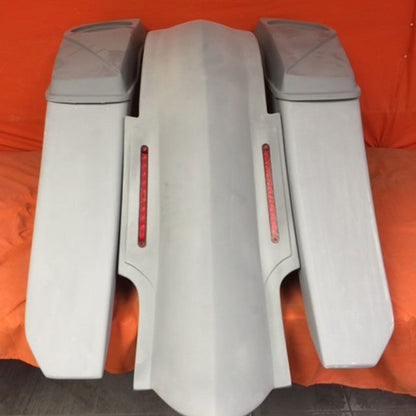 Harley Davidson 6" Trendsetter Extended Saddlebag LED Fender Kit - No Cut Outs   6 x 9 Speaker Lids / 2014 - 2018