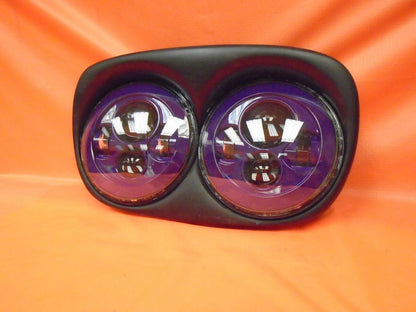 DUAL 7" PURPLE DAYMAKER LED ROAD GLIDE Light Bulb Headlight Motorcycle Harley   Bezel