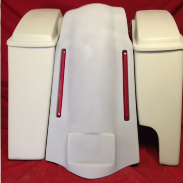 Harley Davidson Softail Heritage 6" Extended Stretched Saddlebags Lids LED Lights Fender Right CutOut