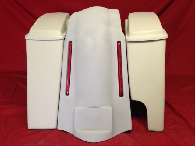 Harley Davidson Softail Heritage 6" Extended Stretched Saddlebags Lids LED Lights Fender Right CutOut