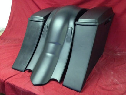 Harley Davidson 6" Extended Saddlebags Out &amp; Down Bags   Lids &amp; Custom Rear Fender No Cut Outs - PROMO