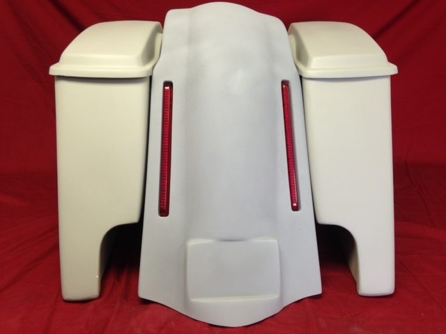 Harley Davidson Softail Heritage 4" Extended Stretched Saddlebags Lids LED Lights Fender Dual CutOuts