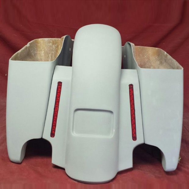 Harley Davidson 4.5" Extended Stretched Saddlebags With LED Light Fender - No Lids 2014 - 2018  Model Style Bags