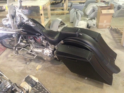 Harley Davidson 6" Heritage Softail Out & Down Extended Saddlebags, No lids   LED Fender No Cutouts