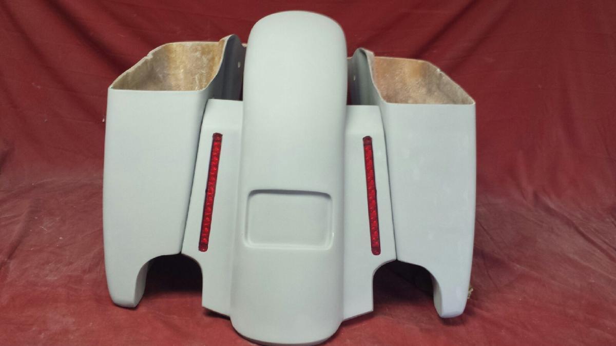 Harley Davidson 4.5" Extended Stretched Saddlebags With LED Light Fender - No Lids 2014 - 2018  Model Style Bags