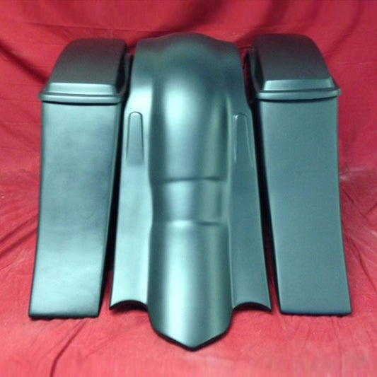 Harley Davidson 6" Extended Saddlebags Out &amp; Down Bags   Lids &amp; Custom Rear Fender No Cut Outs - PROMO