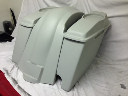 Harley Davidson Heritage Softail 4" Extended Saddlebags 6.5" Speaker Lids   Fender Right Cutout