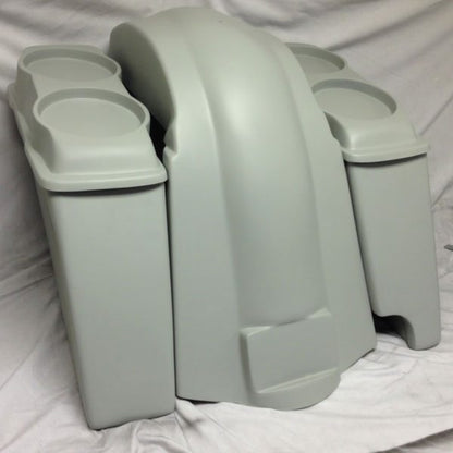 Harley Davidson 6" Heritage Softail Extended Saddlebags Dual 6.5" Speaker Lids   Fender Right Cutout