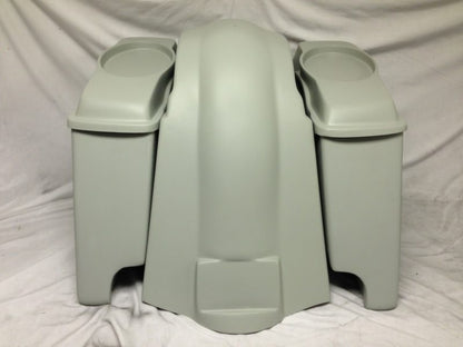 Harley Davidson Heritage Softail 4" Extended Saddlebags 6.5" Speaker Lids   Fender Dual Cutouts