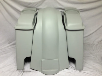 Harley Davidson Heritage Softail 4" Extended Saddlebags 6.5" Speaker Lids   Fender Dual Cutouts