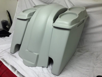 Harley Davidson 6" Heritage Softail Extended Saddlebags 6.5" Speaker Lids   Fender Dual Cutouts