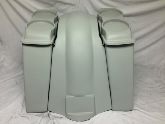 Harley Davidson Heritage Softail 4" Extended Saddlebags Dual 6 X 9 Speaker Lids   Fender No Cutouts