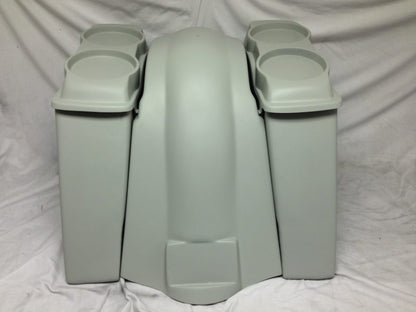Harley Davidson 6" Heritage Softail Extended Saddlebags Dual 6 x 9 Speaker Lids   Fender No Cutouts