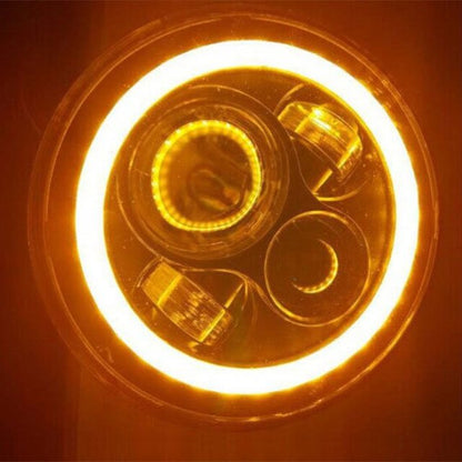 7" DAYMAKER Black Angel Eye ORANGE HALO Projector HID LED Light Bulb Headlight Motorcycle Harley