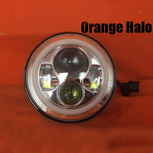 7" DAYMAKER Replacement Chrome Angel Eye ORANGE HALO Projector LED Light Bulb Headlight Motorcycle Harley