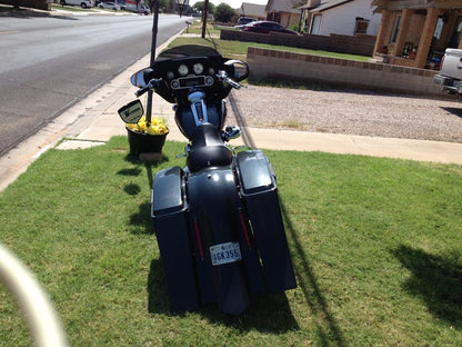 Harley Davidson 6" Extended  Out And Down Saddlebags with Custom LED Lights Rear Fender - No Lids