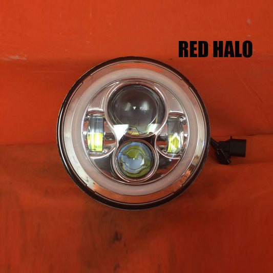 7" DAYMAKER Replacement Chrome Angel Eye RED HALO Projector LED Light Bulb Headlight Motorcycle Harley