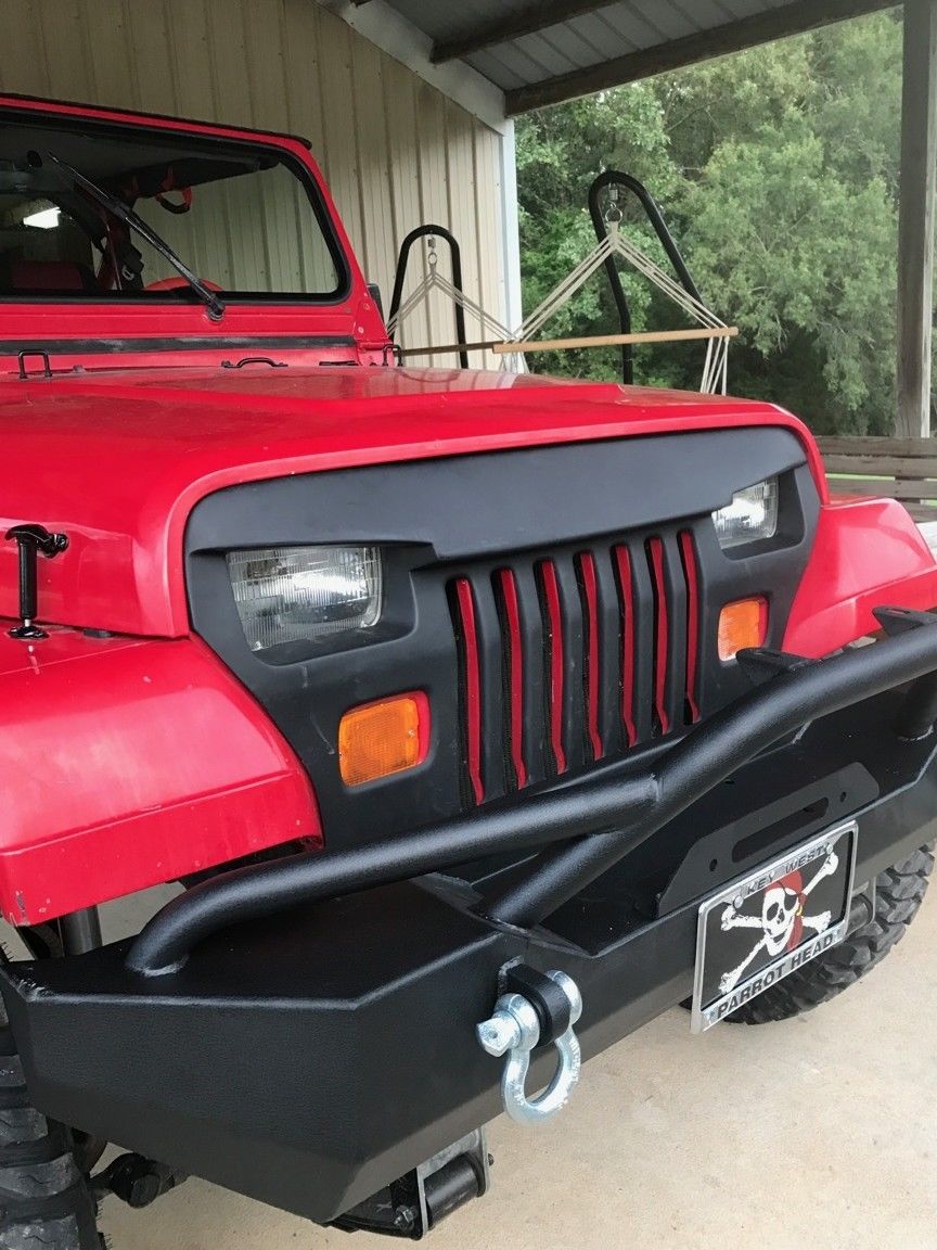 1987-95 Fits: Jeep Wrangler Yj Overlay Grille Grill Mean Furious Angry Bird Eyes Fiberglass