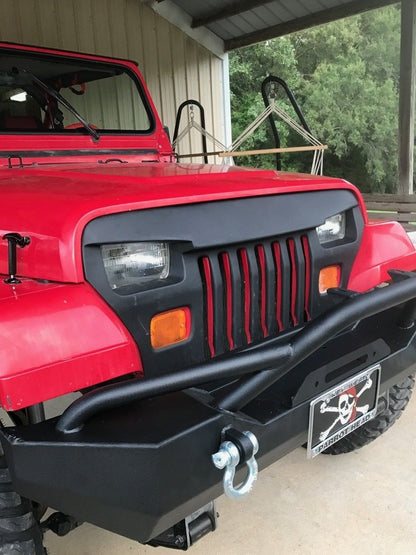 1987-95 Fits: Jeep Wrangler Yj Overlay Grille Grill Mean Furious Angry Bird Eyes Fiberglass