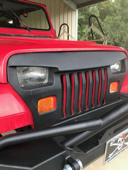 1987-95 Fits: Jeep Wrangler Yj Overlay Grille Grill Mean Furious Angry Bird Eyes Fiberglass