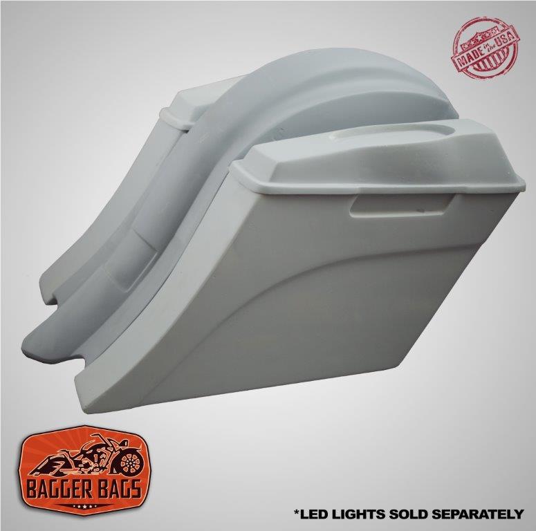 Harley Davidson 6" Heritage Softail Out & Down Extended Saddlebags 6.5" Speaker Lids   Fender No Cutouts