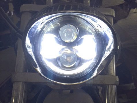 Honda VTX 1300 / 1800 C / R / S - 5 3/4" DAYMAKER Halo Chrome HID LED Light Bulb Headlight Motorcycle 5.75" Mount